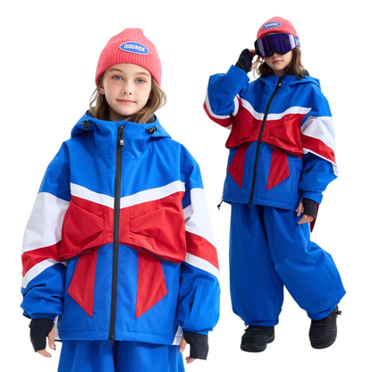 Doorek - 3L blue bow Children's  Ski Suit Set