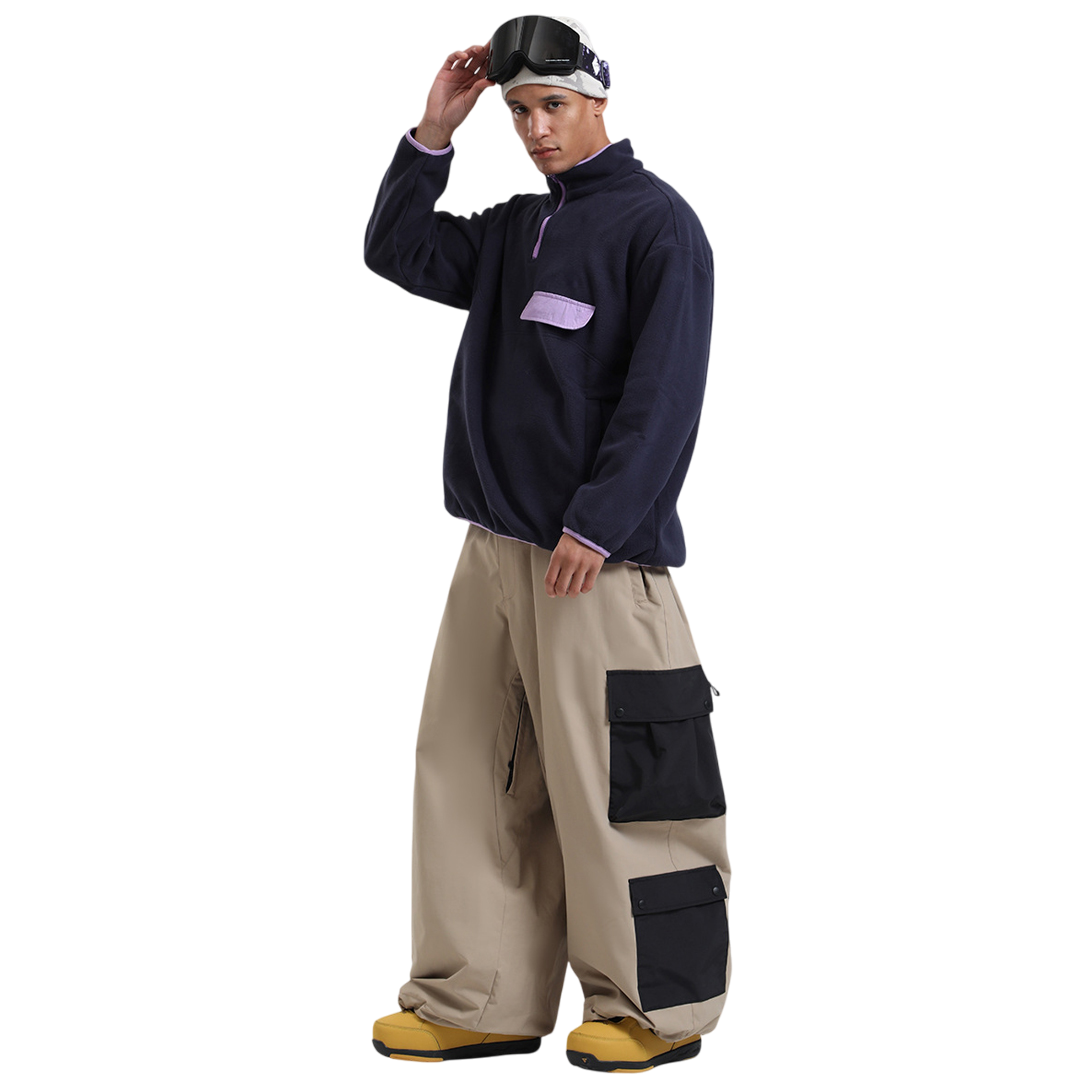 Gsou Snow-   Multi-Pocket Color-Block Baggy Snow Pants --Men's