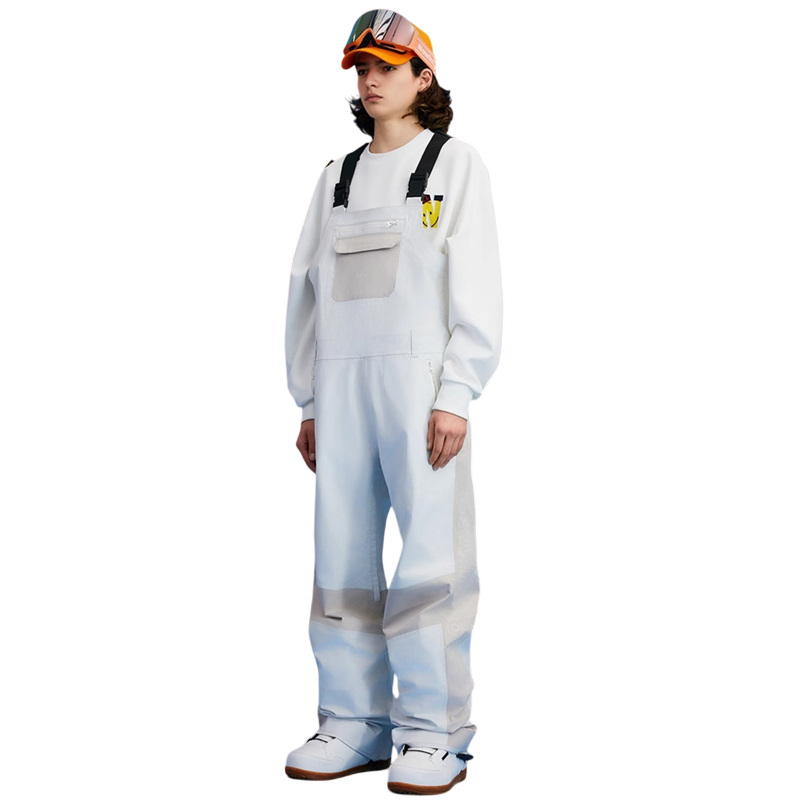 Nowinsnow - White Baggy Snow Bibs --Women's