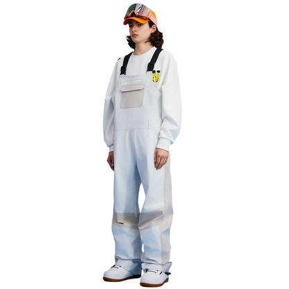 Nowinsnow - White Baggy Snow Bibs --Women's