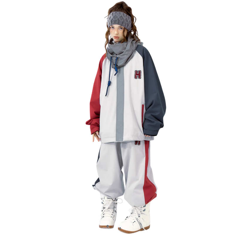 Hellystudio -Grey & Red Panelled Snow Jacket--Men's