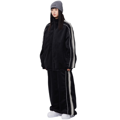 Searipe - Side Stripe Velvet Baggy Shell Snow Suit - Women's