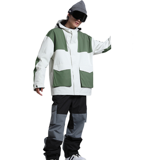 Gsou Snow - Green/Black Snow Colorblock Cargo Snow Jacket - Women's