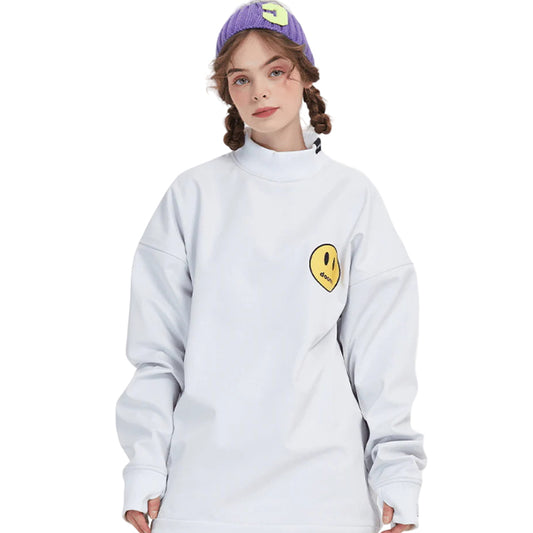 Doorek - White Smily Pullover Sweater - Women's