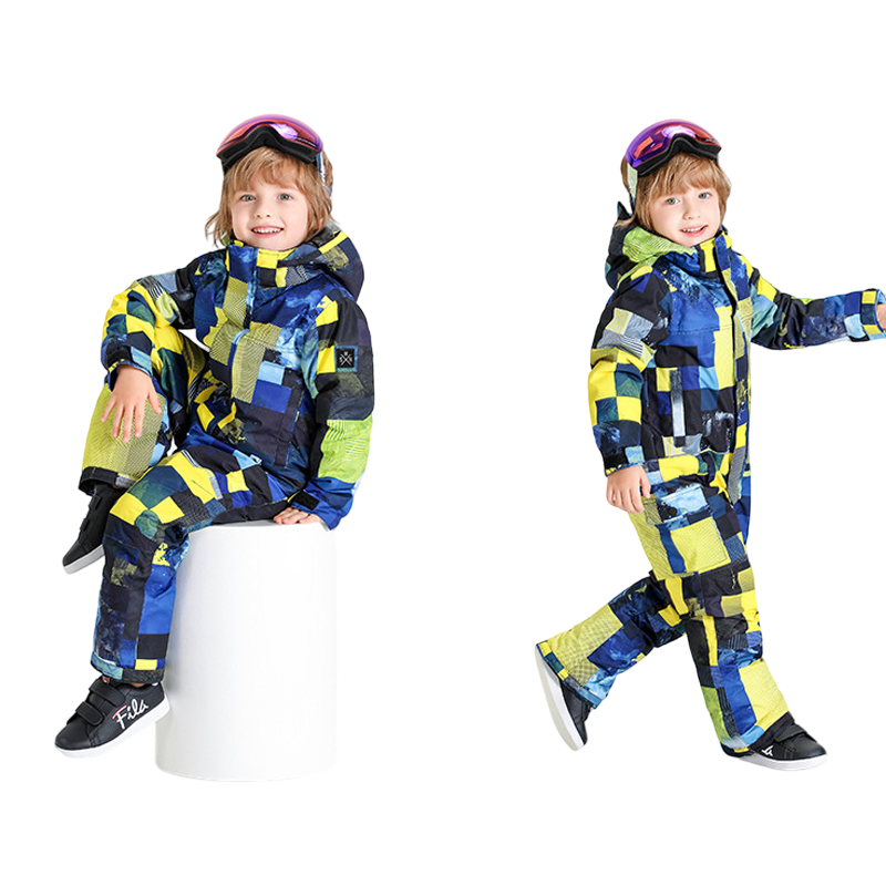 Gsou Snow  - Non-Regulation Splicing Snow Colorblock Kids Blue One Piece