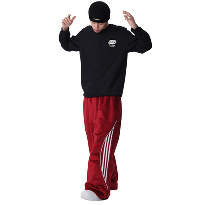 Searipe -Striped velvet baggy Snow pants --Men's