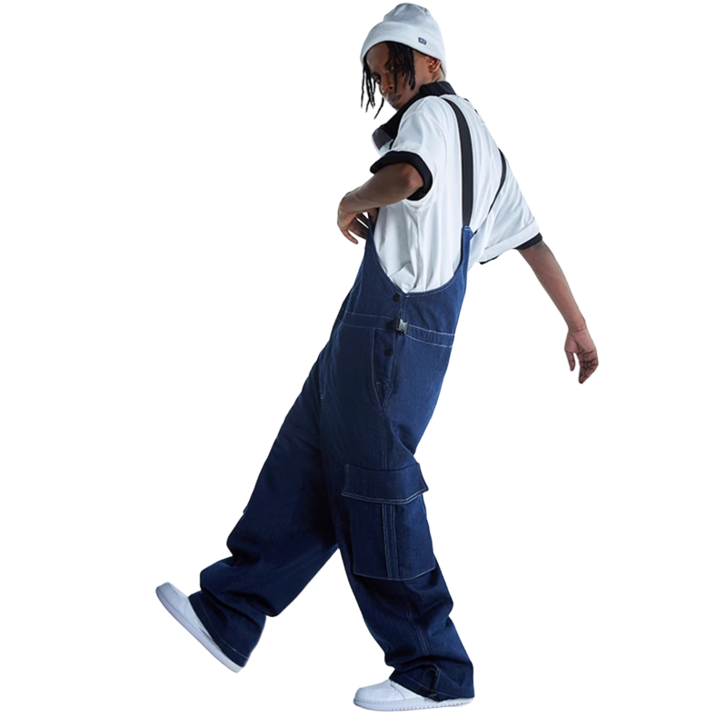 Pantalones vaqueros con tirantes estilo holgado RenChill Panda para hombre 
