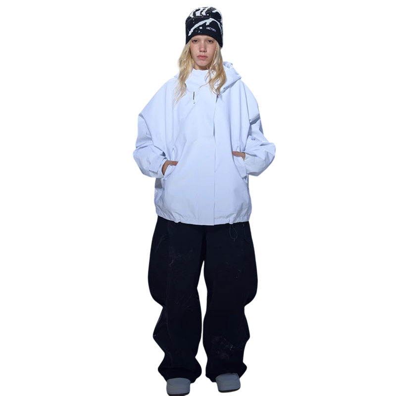 Hellystudio -High density waterproof  White 3L Snow Jacket --Women's