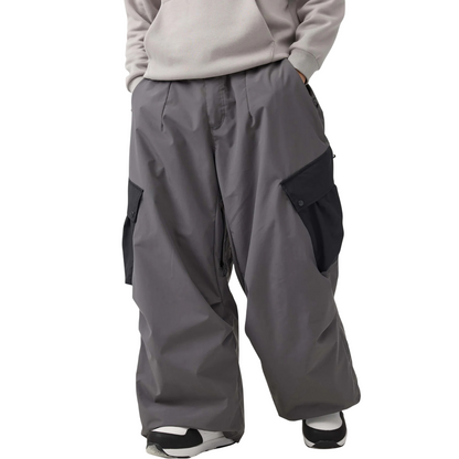 Gsou Snow- Color-Blocked Cargo Pocket Baggy Snow Pants--Men's