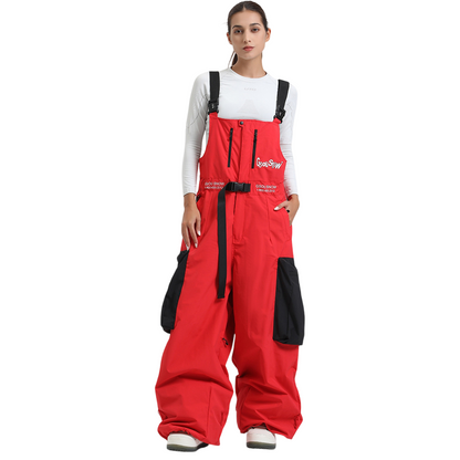 Gsou Snow- Workwear Style Super Baggy Snow Bibs--Women's