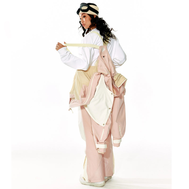 LITAN -  Macaron  faux two-piece Snow Bibs --Women's