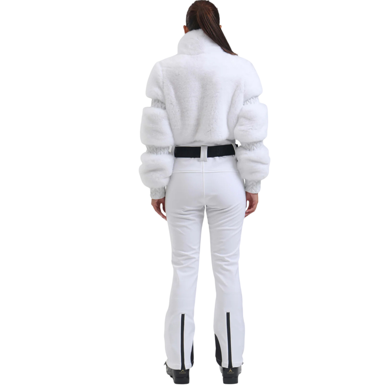 Gsou Snow- Women's  Faux-Fur One-Piece Ski Suit