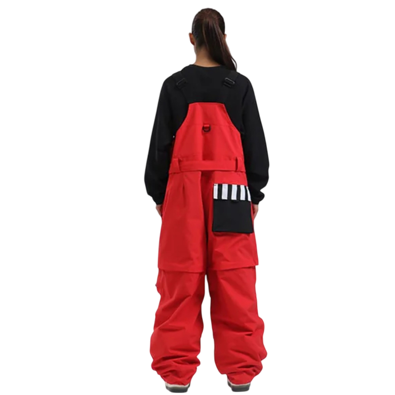 Gsou Snow-Zip-Off Legs Multi-pocket Baggy Snow Bibs--Men's