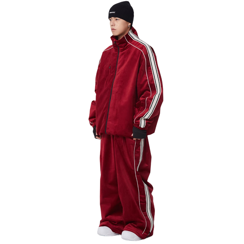 Searipe - Side Stripe Velvet Baggy Shell Snow Suit - Women's