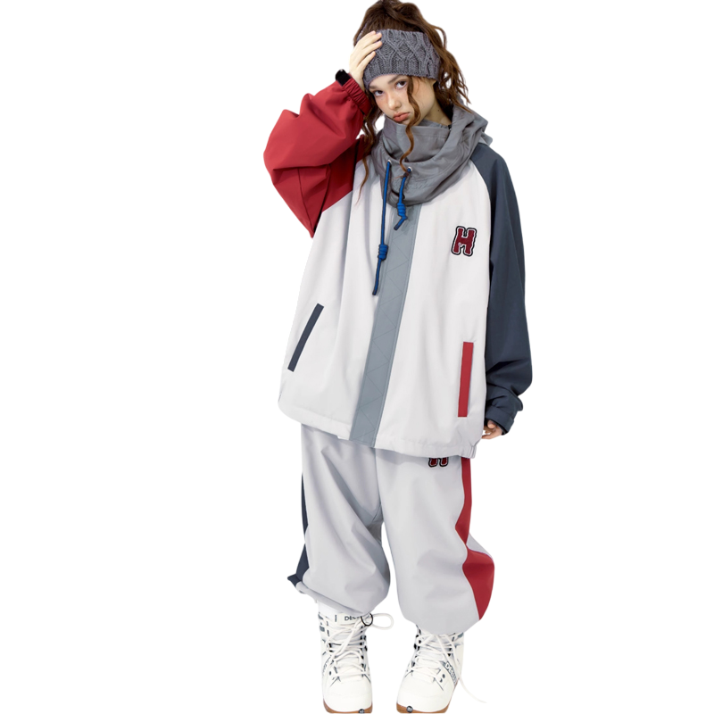 Hellystudio -Grey & Red Panelled Snow Jacket--Men's