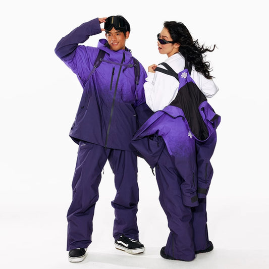 LITAN - Outdoor Suspender Purple snow pants --Women's