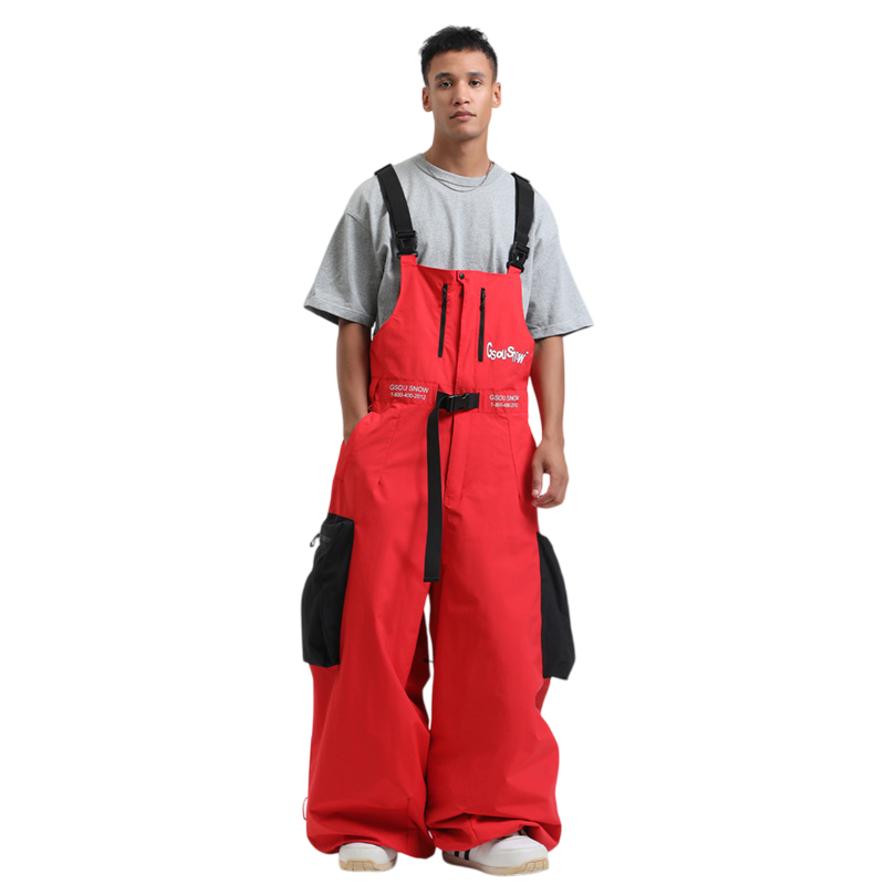 Gsou Snow- Workwear Style Super Baggy Snow Bibs--Men's