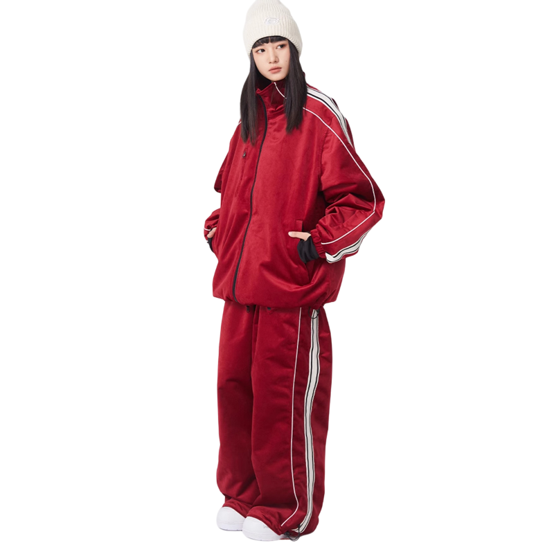 Searipe - Side Stripe Velvet Baggy Shell Snow Suit - Women's