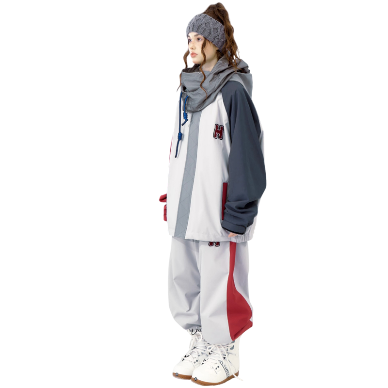 Hellystudio -Grey & Red Panelled Snow Jacket--Men's