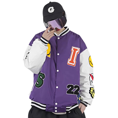 Nowinsnow -Smiley Baseball Snow Jacket--Men's