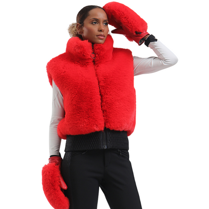 Gsou Snow- Women's Faux Fur Shirred Vest