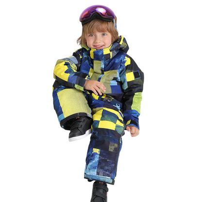 Gsou Snow  - Non-Regulation Splicing Snow Colorblock Kids Blue One Piece