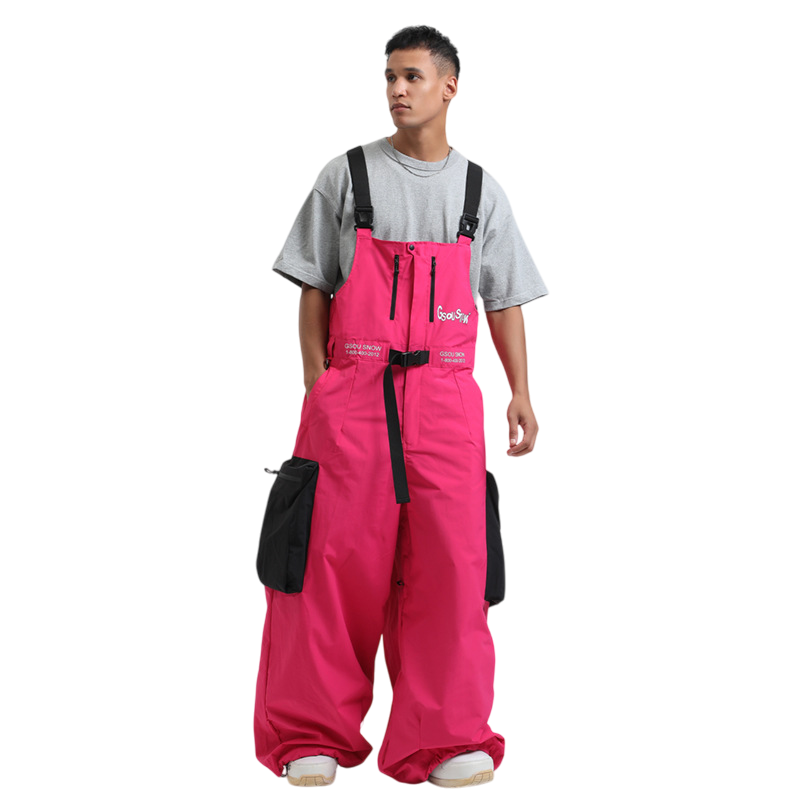 Gsou Snow- Workwear Style Super Baggy Snow Bibs--Men's