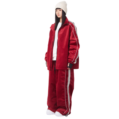 Searipe - Side Stripe Velvet Baggy Shell Snow Suit - Women's