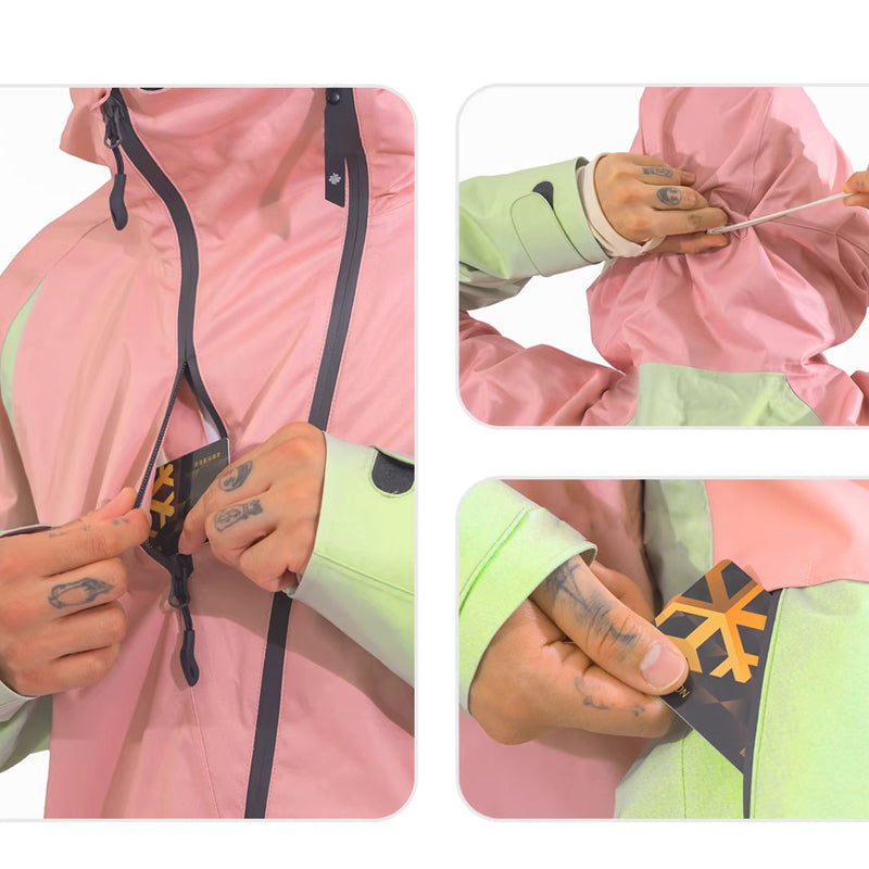 LITAN - Chaqueta de esquí rosa para exteriores de 3L - Mujer 