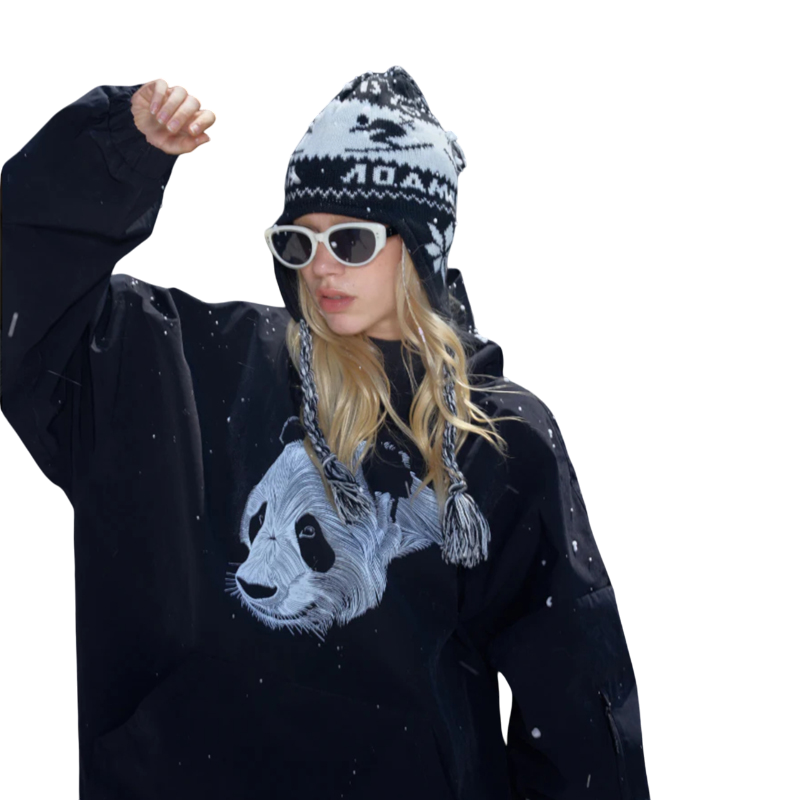 Hellystudio -Panda & Dog Snow Pullover --Women's