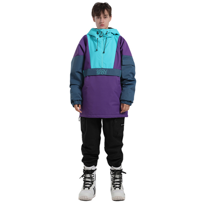 Gsou Snow - Blue/Purple Snow Reflective Snowboarding Jackets - Men's