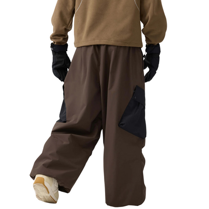 Gsou Snow- Color-Blocked Cargo Pocket Baggy Snow Pants--Women's