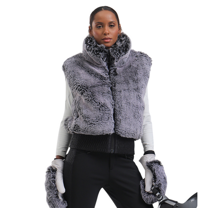 Gsou Snow- Women's Faux Fur Shirred Vest