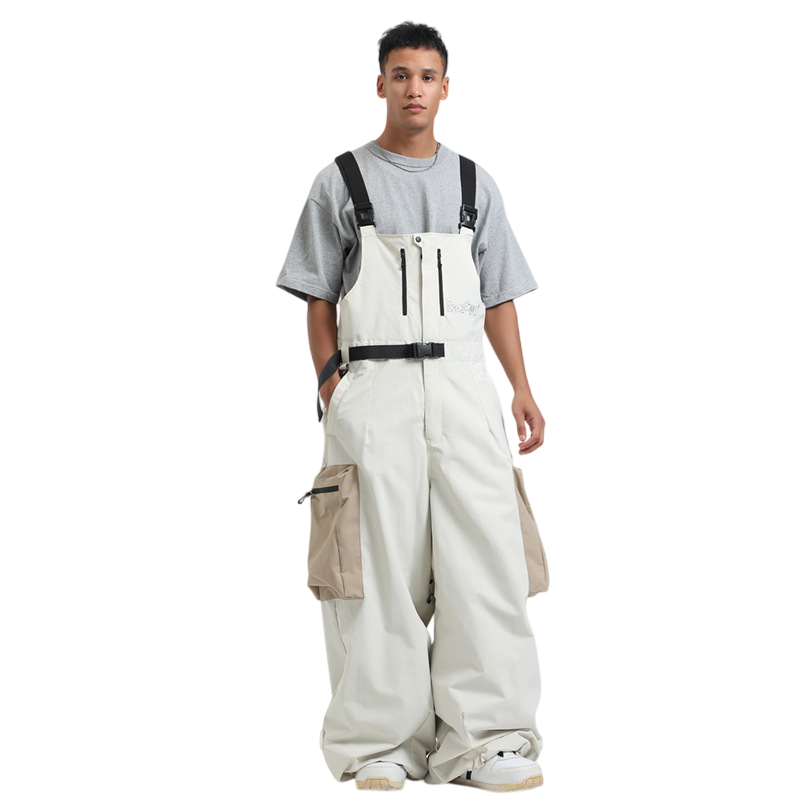 Gsou Snow- Workwear Style Super Baggy Snow Bibs--Men's