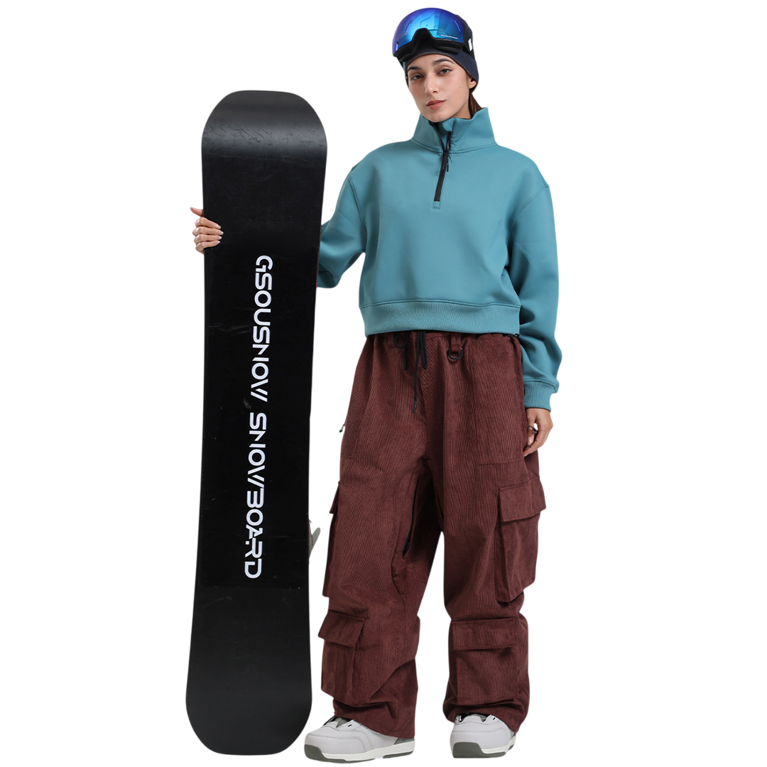 Gsou Snow- Baggy Multi-Pocket Corduroy Snow Pants --Women's