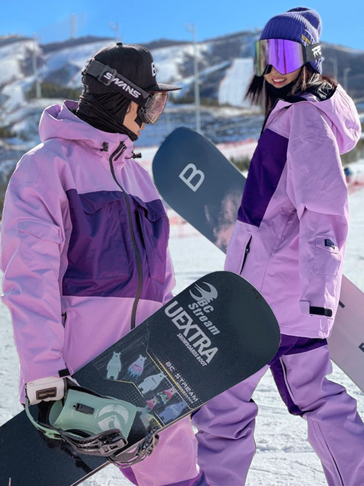 Doorek - Purple Colorblock ski suit - Men's