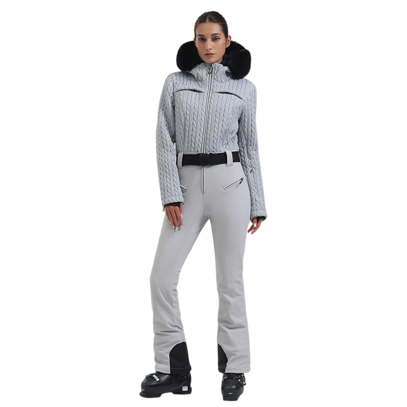 Gsou Snow- Women's Full Shirred Design One-Piece Ski Suit