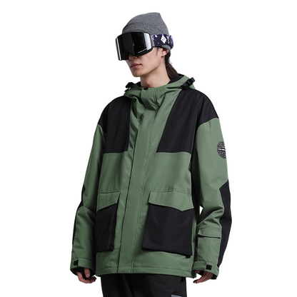 Gsou Snow - Green/Black Snow Colorblock Cargo Snow Jacket - Women's