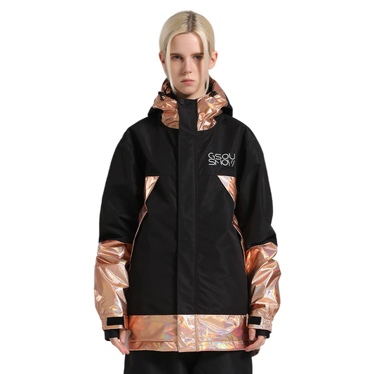 Gsou Snow -  Reflective tape Colorblock Trend Ski jacket - Women's