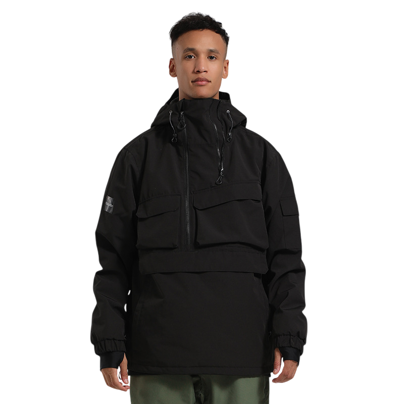 Gsou Snow - Chaqueta de nieve asimétrica con bolsillo tipo canguro para mujer 