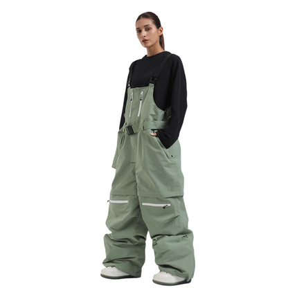 Gsou Snow-Zip-Off Legs Multi-pocket Baggy Snow Bibs --Women's