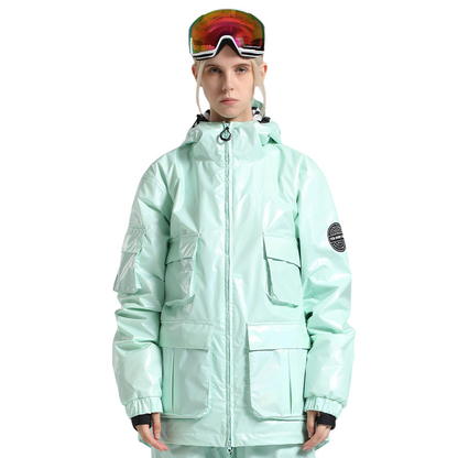 Gsou Snow - Leather Reflective Dazzling Ski Jacket - Women's