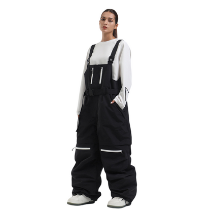 Gsou Snow-Zip-Off Legs Multi-pocket Baggy Snow Bibs --Women's