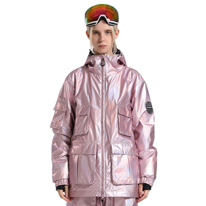 Gsou Snow - Leather Reflective Dazzling Ski Jacket - Women's