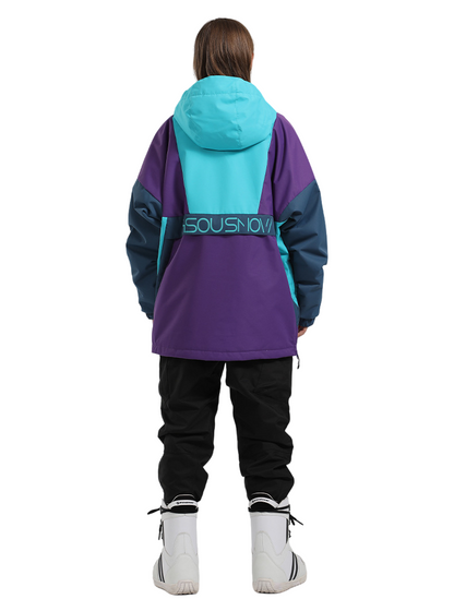 Gsou Snow - Blue/Purple Snow Reflective Snowboarding Jackets - Men's