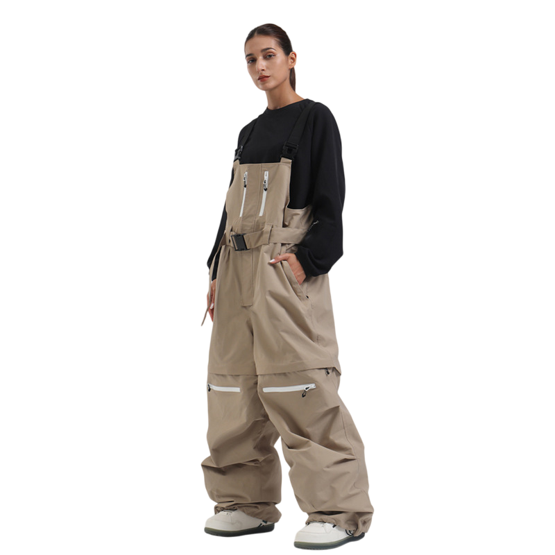 Gsou Snow-Zip-Off Legs Multi-pocket Baggy Snow Bibs --Women's