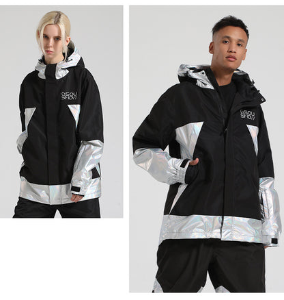 Gsou Snow -  Reflective tape Colorblock Trend Ski jacket - Men's