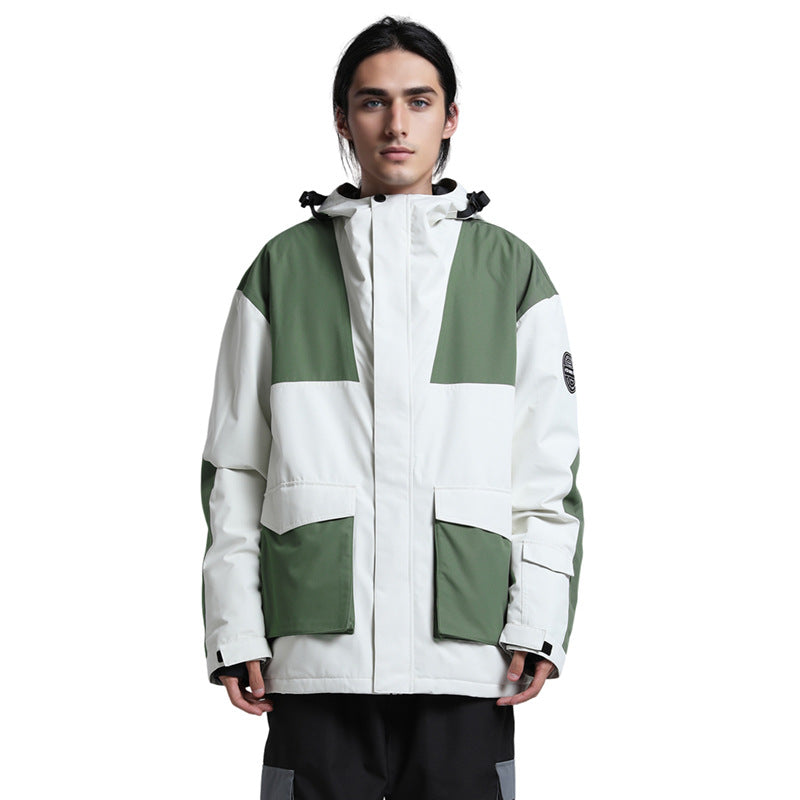 Gsou Snow - Green/Black Snow Colorblock Cargo Snow Jacket - Men's