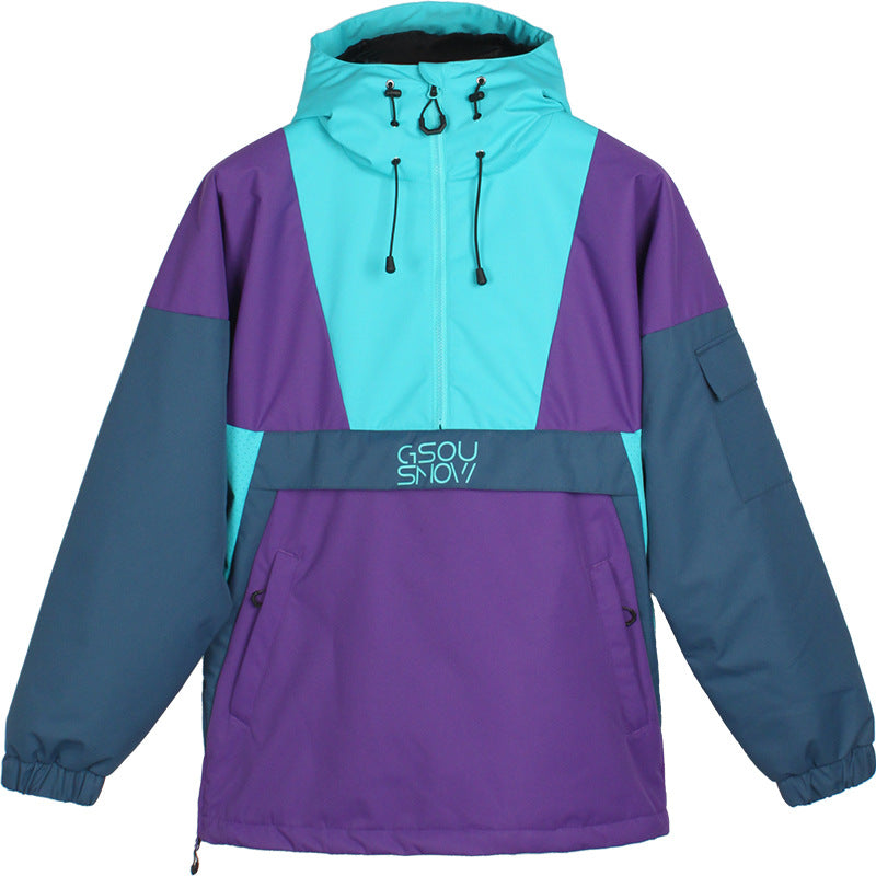 Gsou Snow - Blue/Purple Snow Reflective Snowboarding Jackets - Men's