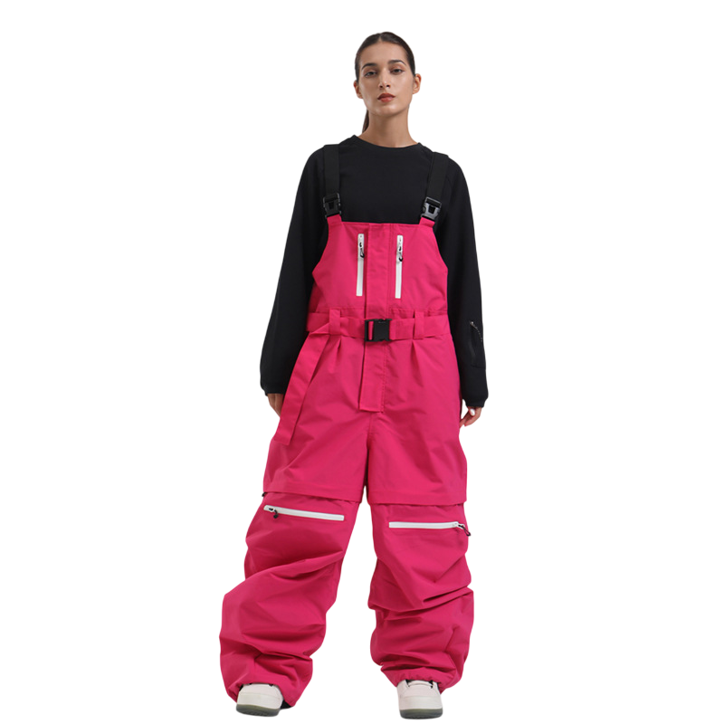 Gsou Snow-Zip-Off Legs Multi-pocket Baggy Snow Bibs --Women's